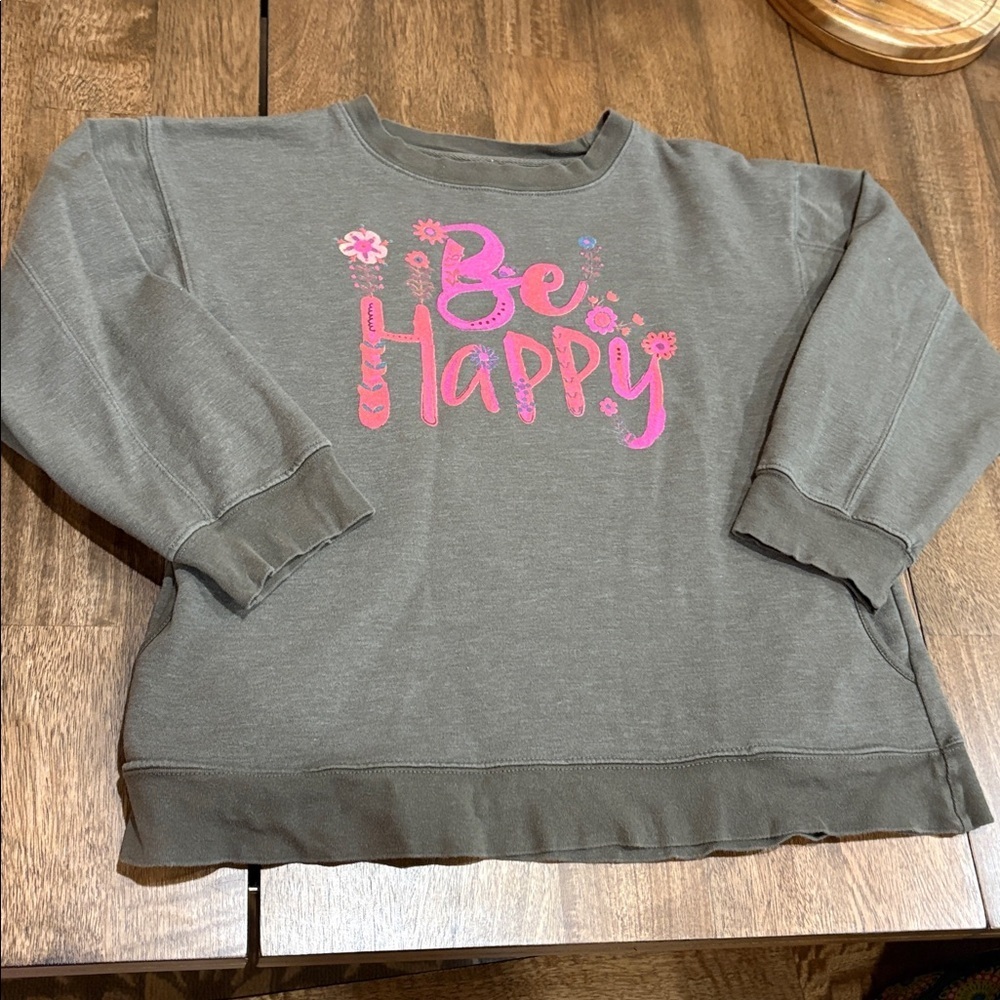NATURAL LIFE Be Happy Sweatshirt with pockets!  Brown. Small